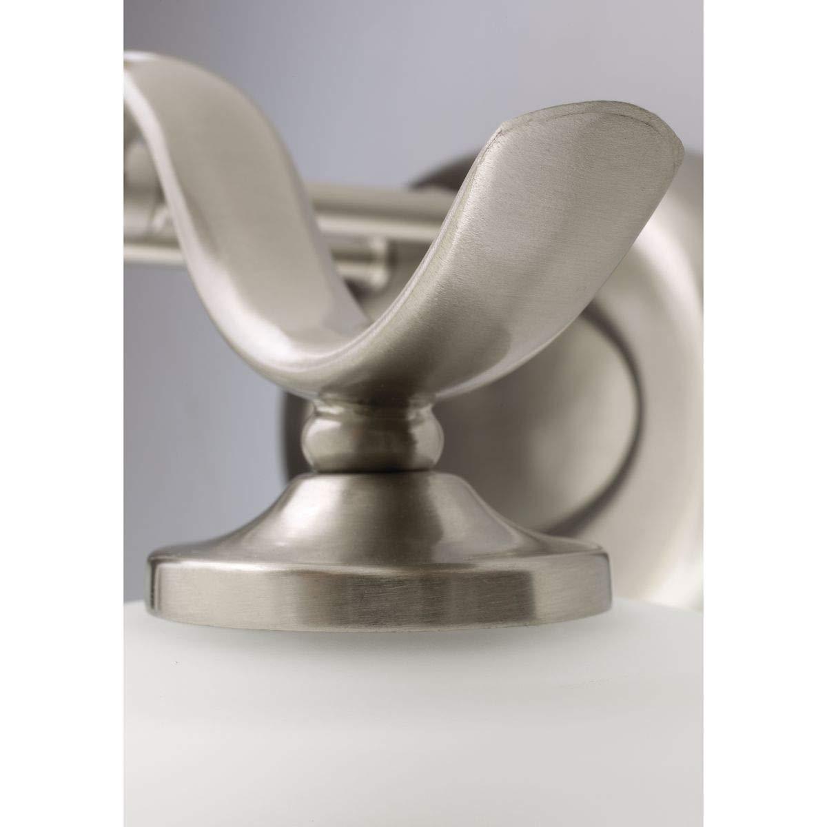 Progress Lighting Inspire 3-Light Wall Light, Brushed Nickel, Etched Glass Shade