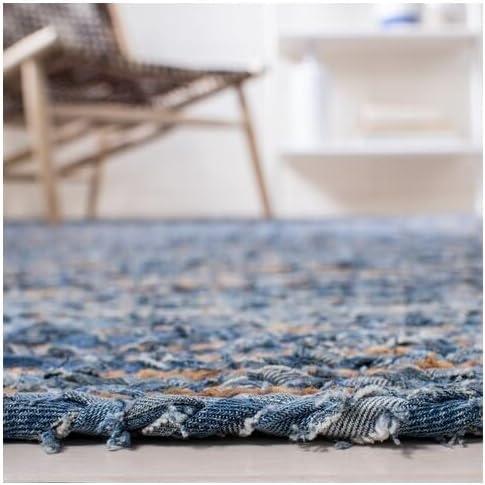 SAFAVIEH Cape Cod Miah Geometric Area Rug, Blue/Natural, 6' x 6' Square