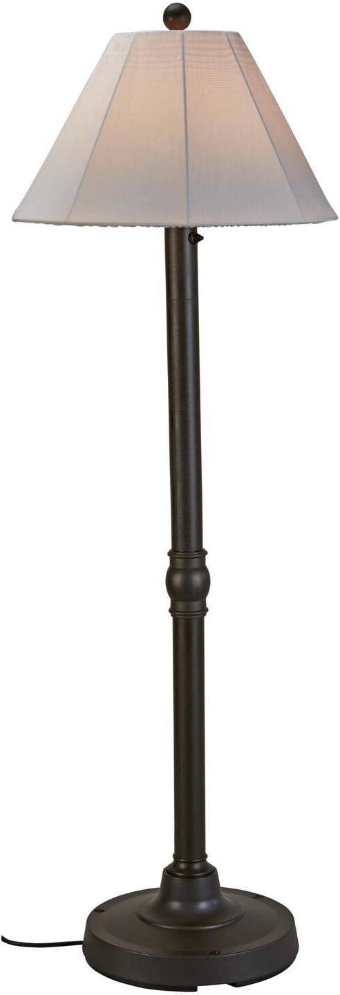 Patio Living Concepts Malibu 60 Outdoor Floor Lamp with 2 Bronze Resin Body and Natural Canvas Sunbrella Shade Cover