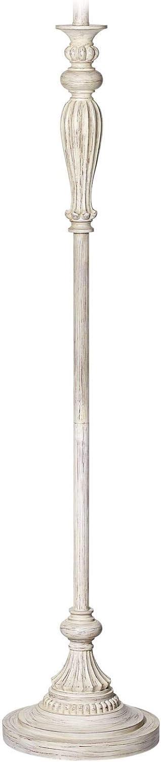 360 Lighting Vintage Shabby Chic Floor Lamp Base 60" Tall Antique White Washed for Living Room Reading Bedroom Office