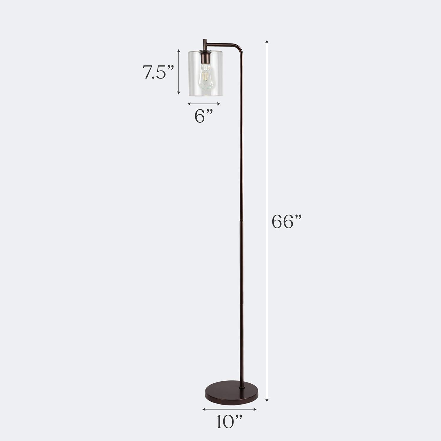 Elizabeth 66 in. Industrial 1-Light LED Energy Efficient Floor Lamp with Glass Cylinder Shade