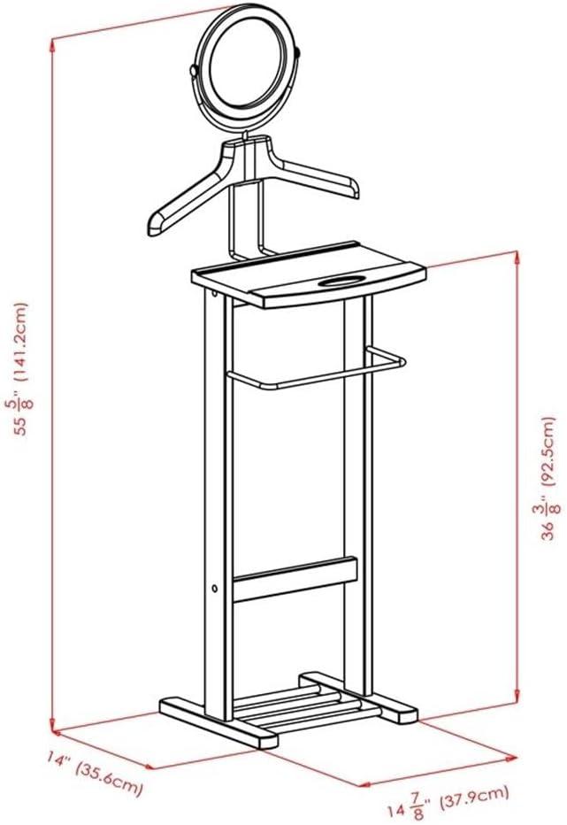 Carson Valet Stand - Dark Espresso - Winsome: Suit & Accessory Organizer, Shoe Rack, Tilt Mirror