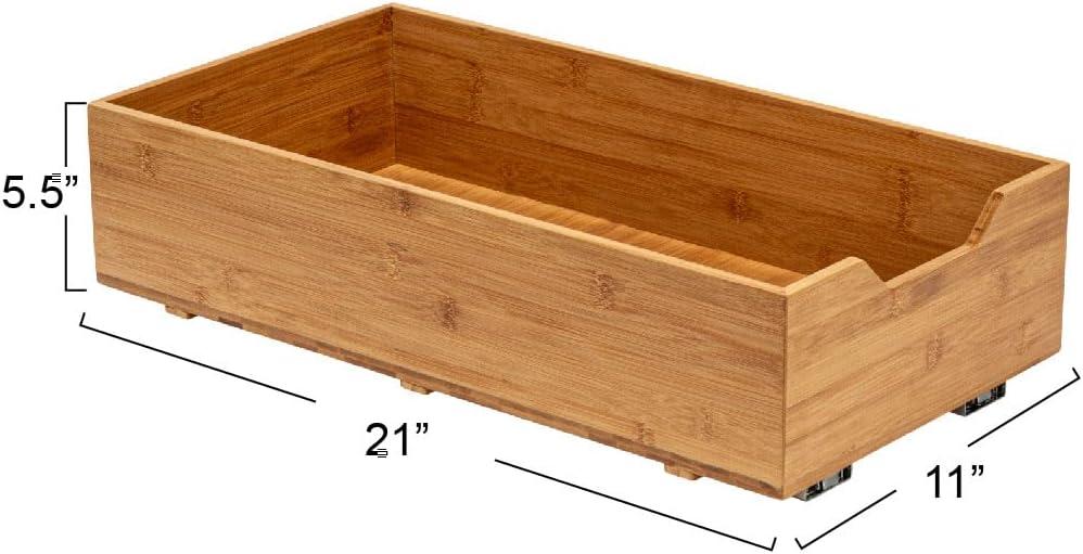 Glidez Bamboo and Steel Pull-Out/Slide-Out Storage Organizer for Under Cabinet Use - 1-Tier Design - Natural