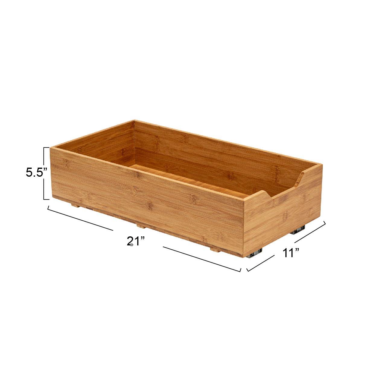 Glidez Bamboo and Steel Pull-Out/Slide-Out Storage Organizer for Under Cabinet Use - 1-Tier Design - Natural