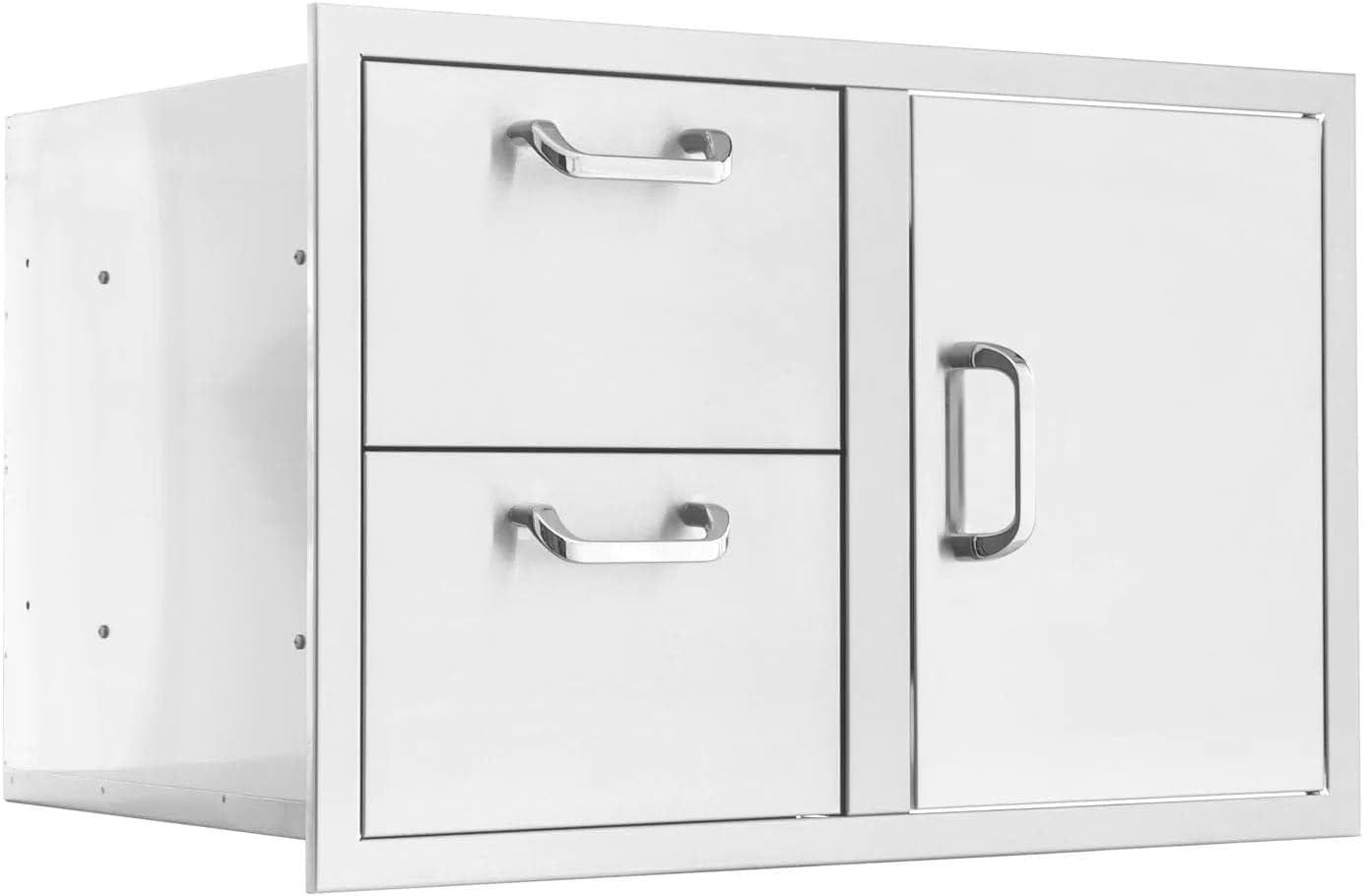 BBQGuys Signature 32-Inch Stainless Steel Reversible Access Door & Double Drawer Combo - Traditional