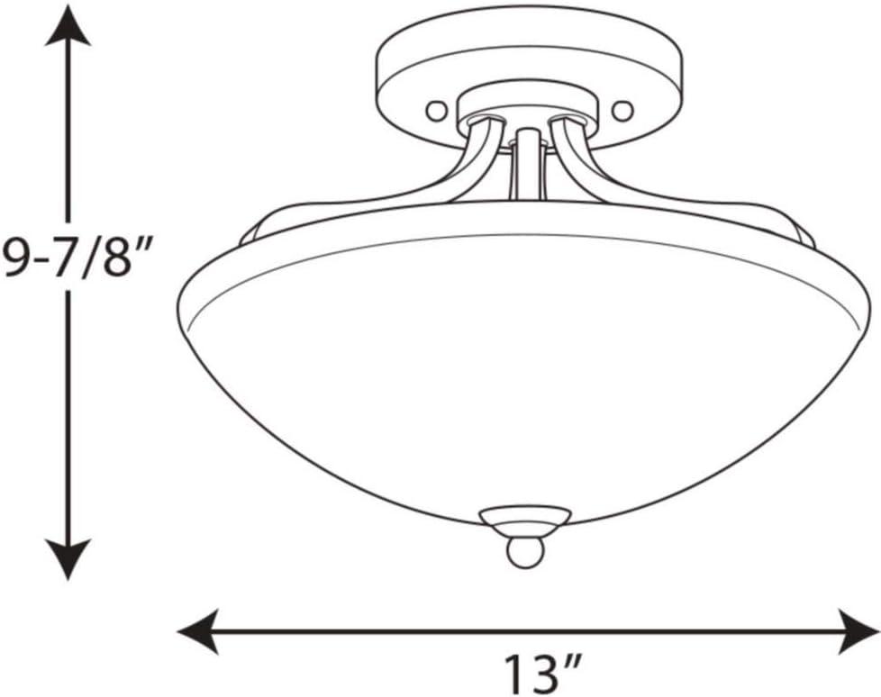 Progress Lighting Laird 2-Light Semi-Flush Mount Ceiling Light, Brushed Nickel, Glass Shade