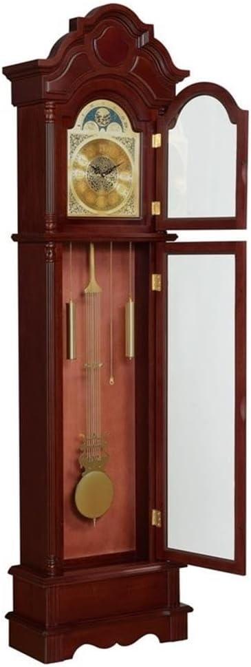 Coaster Furniture Harris Grandfather Clock with Chime Brown Red and Clear, 900749