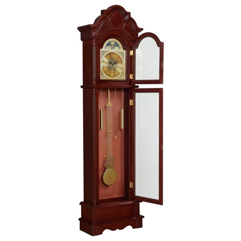 Coaster Furniture Harris Grandfather Clock with Chime Brown Red and Clear, 900749