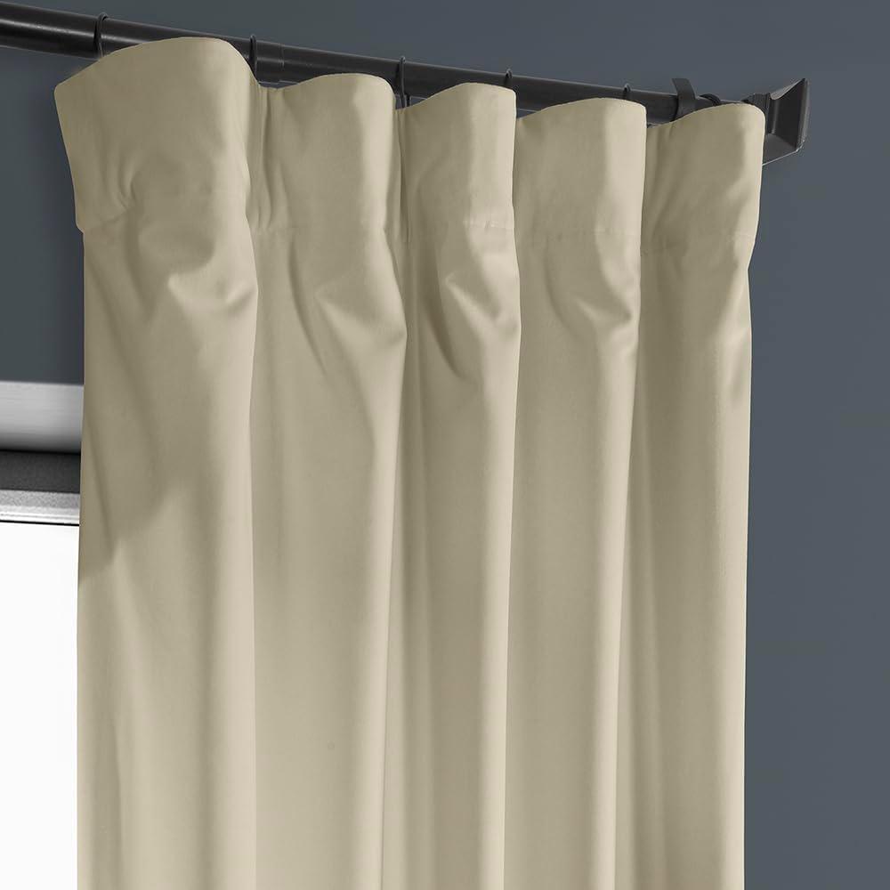 HPD Half Price Drapes Heritage Plush Velvet Curtains 84 Inches Long Room Darkening Curtains for Bedroom & Living Room 50W x 84L, (1 Panel), Macchiato Beige