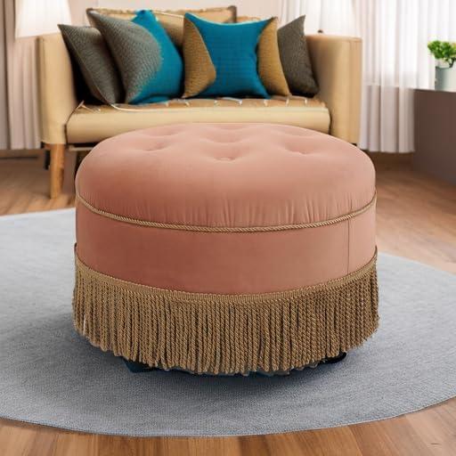 Yolanda Tufted Decorative Round Ottoman Orange