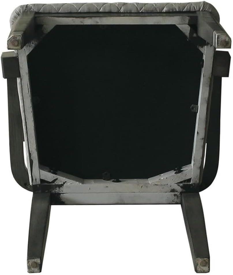 21.7" House Beatrice Two-Tone Accent Chair Gray Fabric/Charcoal Finish - Acme Furniture