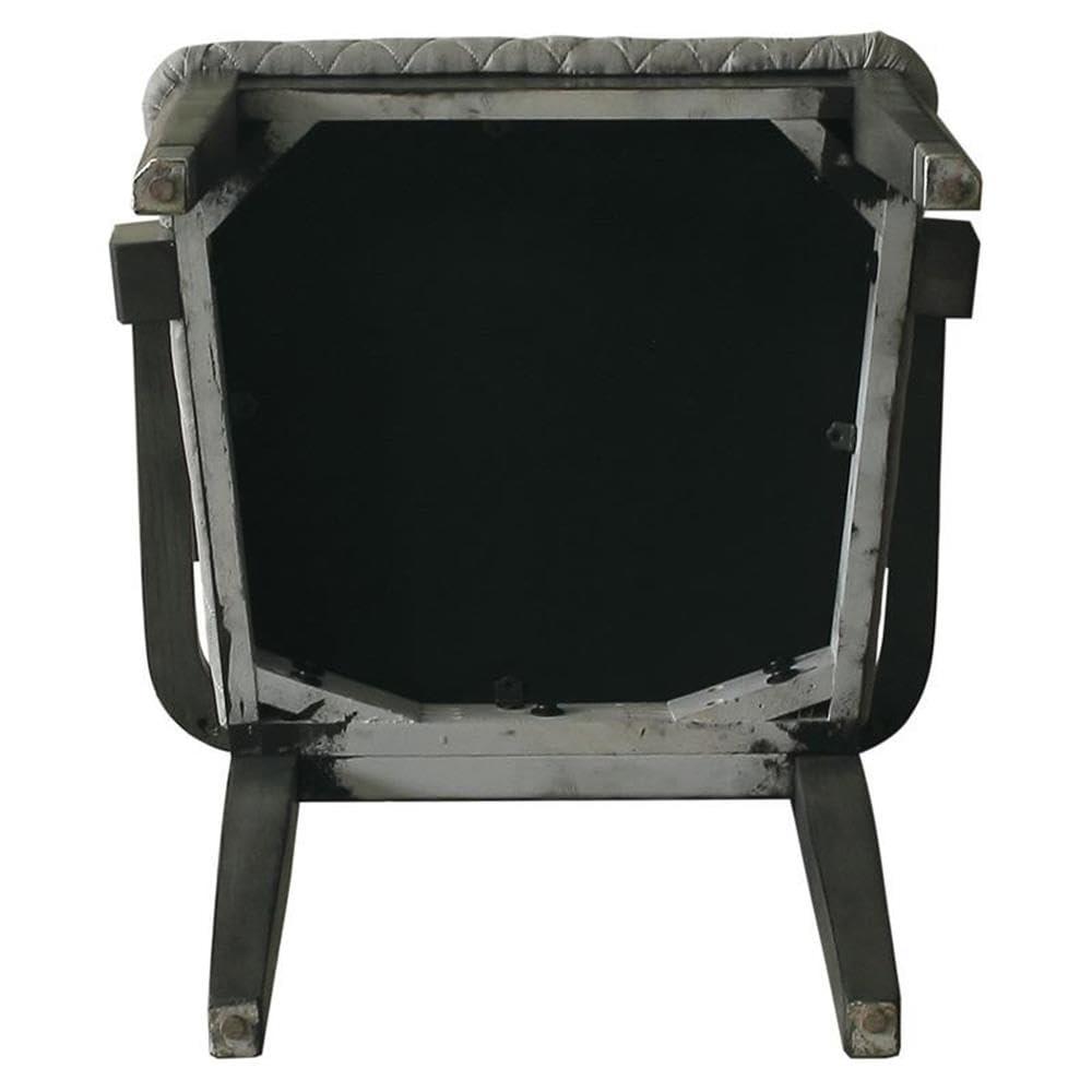 21.7" House Beatrice Two-Tone Accent Chair Gray Fabric/Charcoal Finish - Acme Furniture