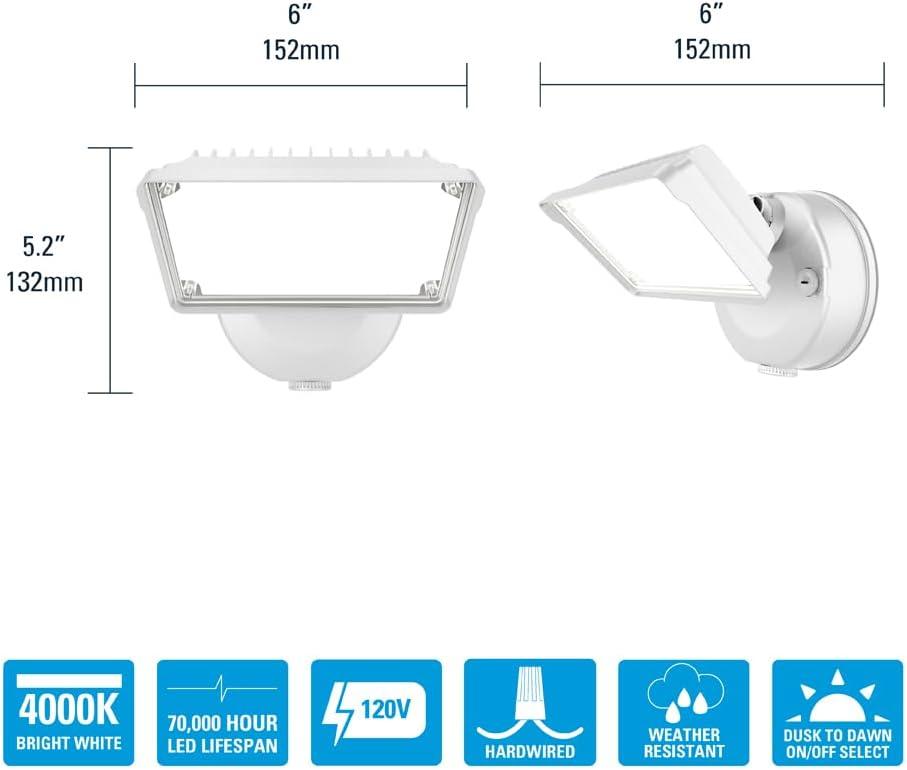 Halo Lumen Selectable White Dusk To Dawn LED Floodlight Fixture TGS3S401DSRW