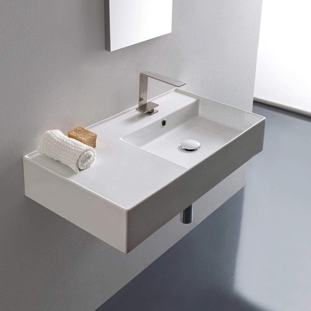 Scarabeo By Nameeks 17.3'' White Ceramic Rectangular Vessel, Wall Mount Bathroom Sink with Overflow