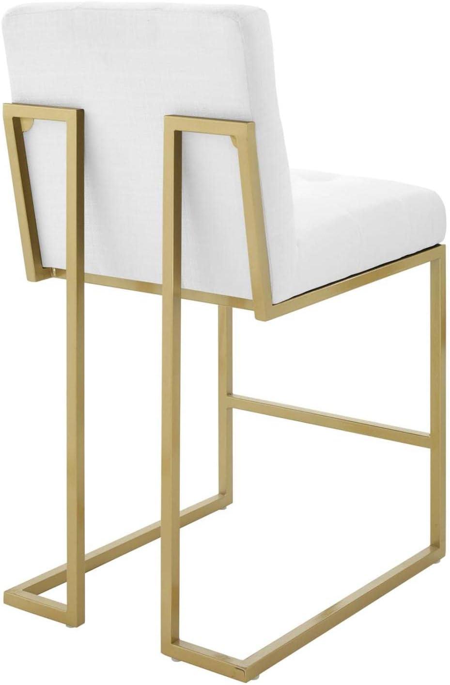 Privy Gold Stainless Steel and White Fabric Counter Stool