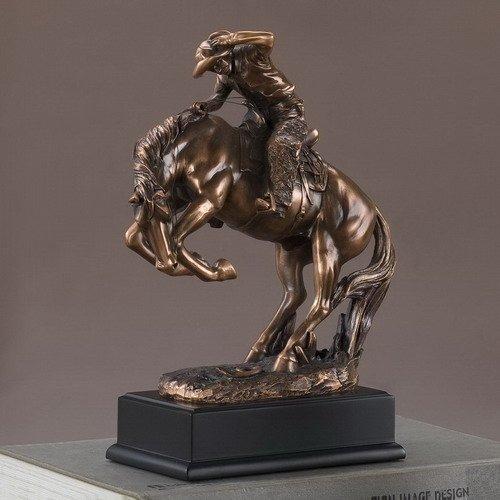 Bronze Electroplated Cowboy on Bucking Horse Figurine