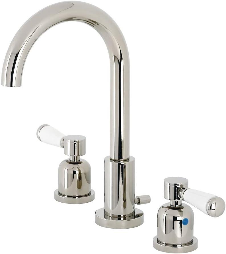 Kingston Brass Paris Two-Handle 3-Hole Deck Mount Widespread Bathroom Faucet with Brass Pop-Up Drain