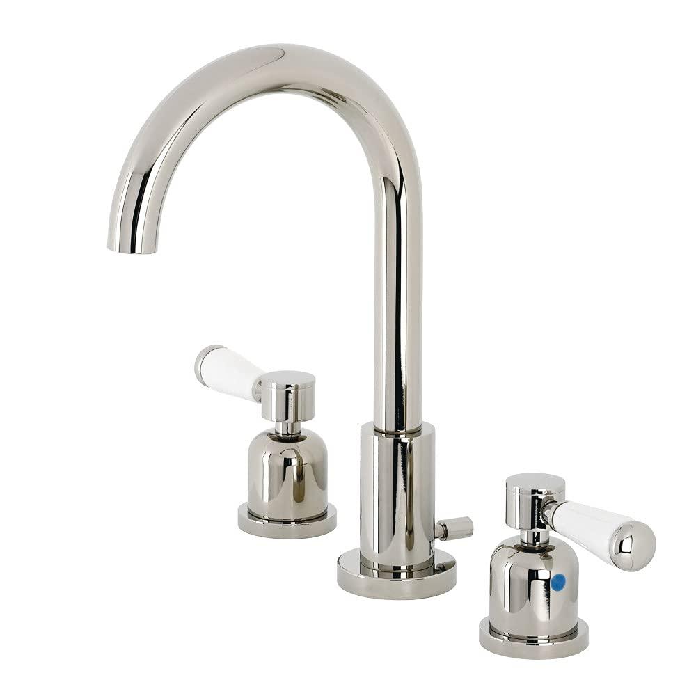 Kingston Brass Paris Two-Handle 3-Hole Deck Mount Widespread Bathroom Faucet with Brass Pop-Up Drain
