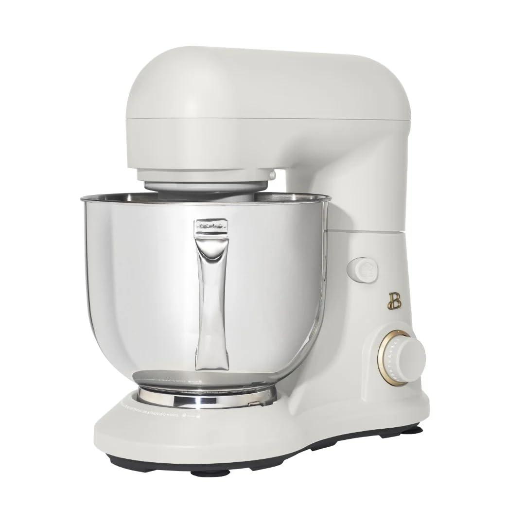 Beautiful 5.3 Qt Stand Mixer, White Icing with Flat Beater, Dough Hook, Balloon Whisk