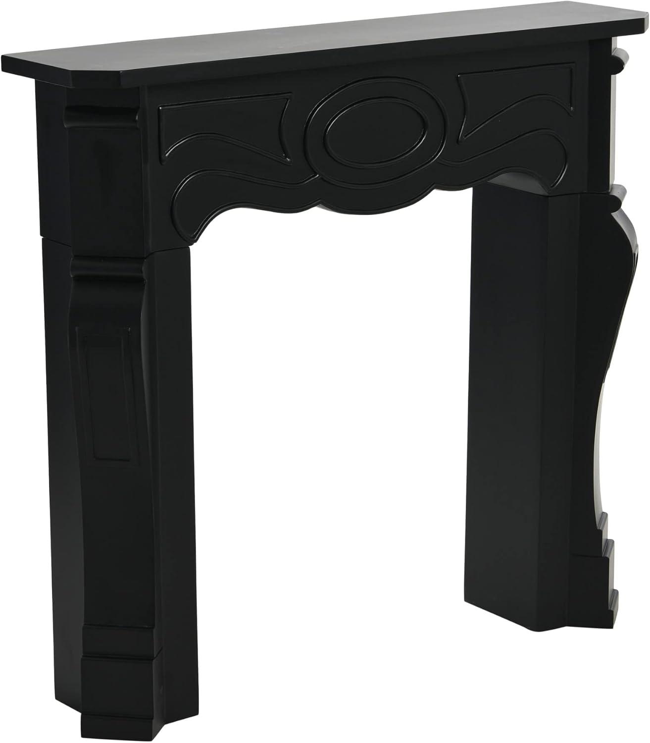 Storied Home Victorian Decorative Fireplace Mantel Black: Wall Mount, Fir Wood & MDF Frame, No Heat Output