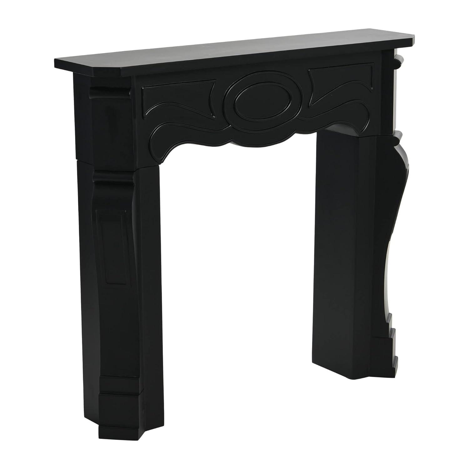Storied Home Victorian Decorative Fireplace Mantel Black: Wall Mount, Fir Wood & MDF Frame, No Heat Output