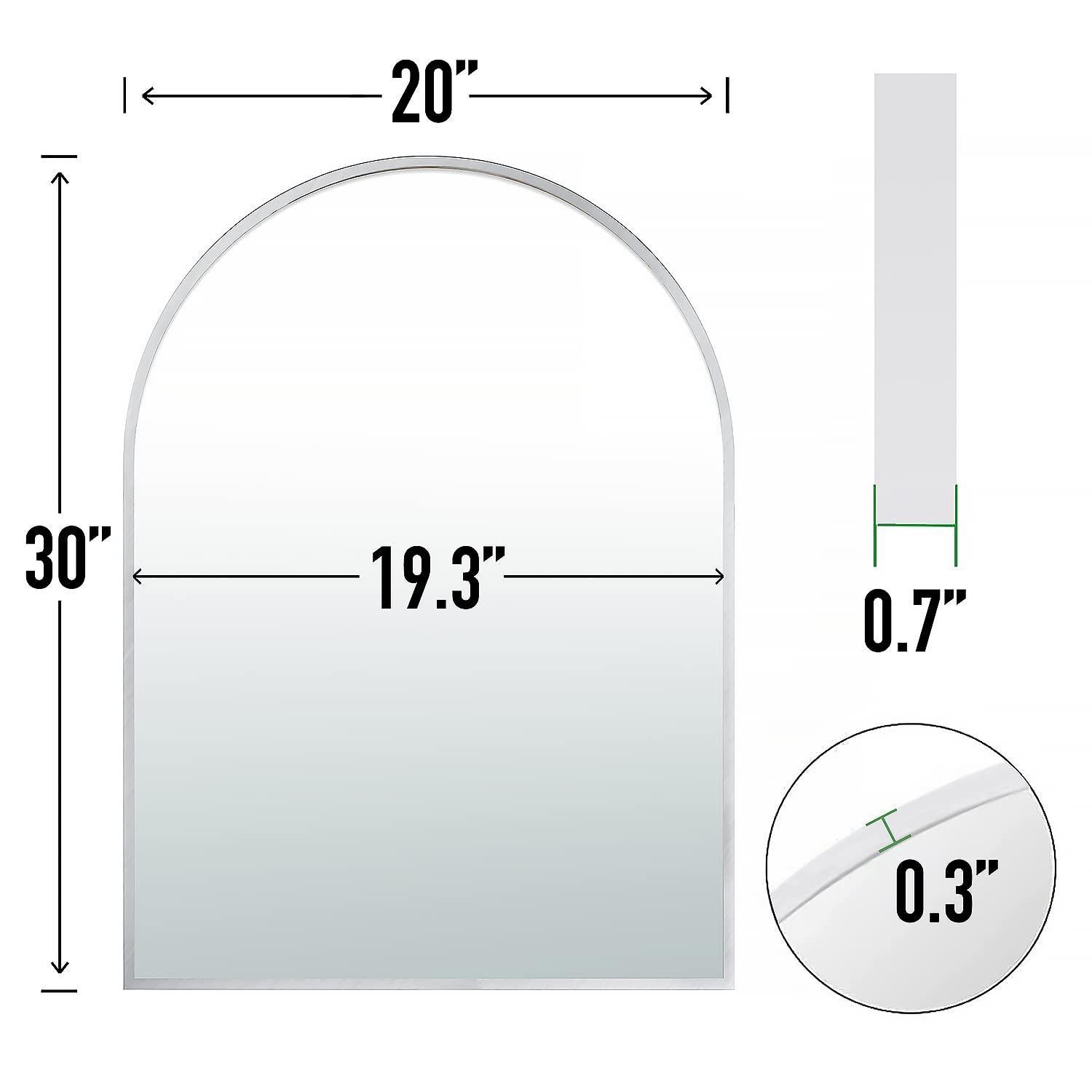Luxhomez 36" x 24" Arch Wall Mirror for Vanity/ Bathroom, Metal Bathroom Mirror with Waterproof Aluminum Alloy Frame, Gold