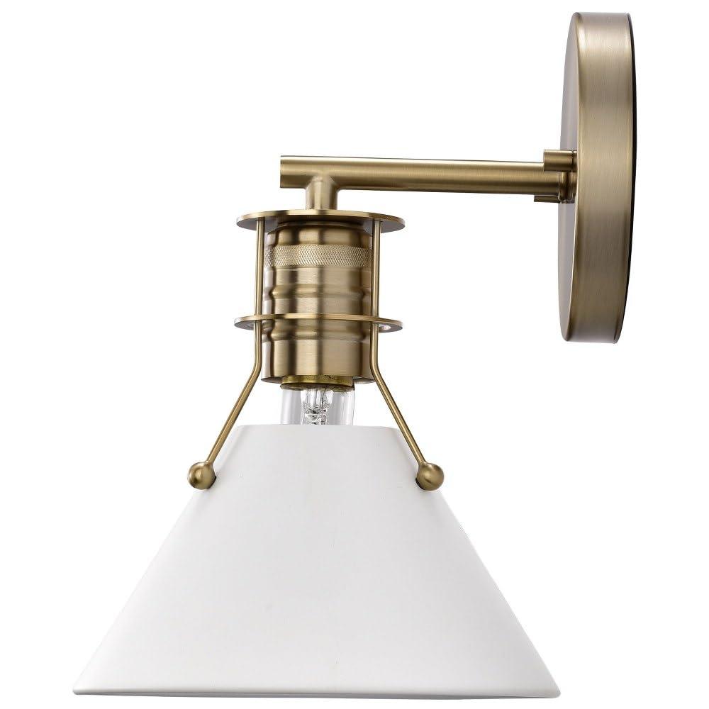 Nuvo Lighting Outpost 1 Light Wall Sconce Matte White with Burnished Brass
