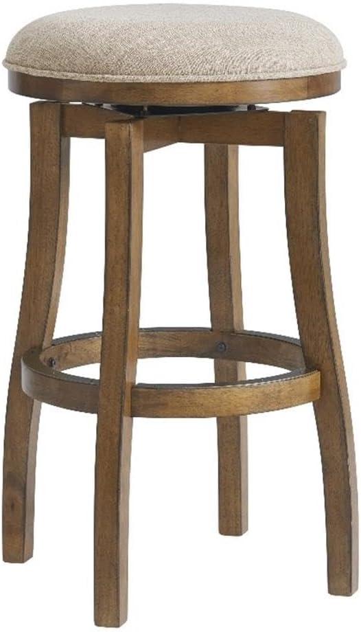 Ellie 21" Wide Solid Rubber Wood Frame Linen Fabric Counter Height Round Swivel Stool