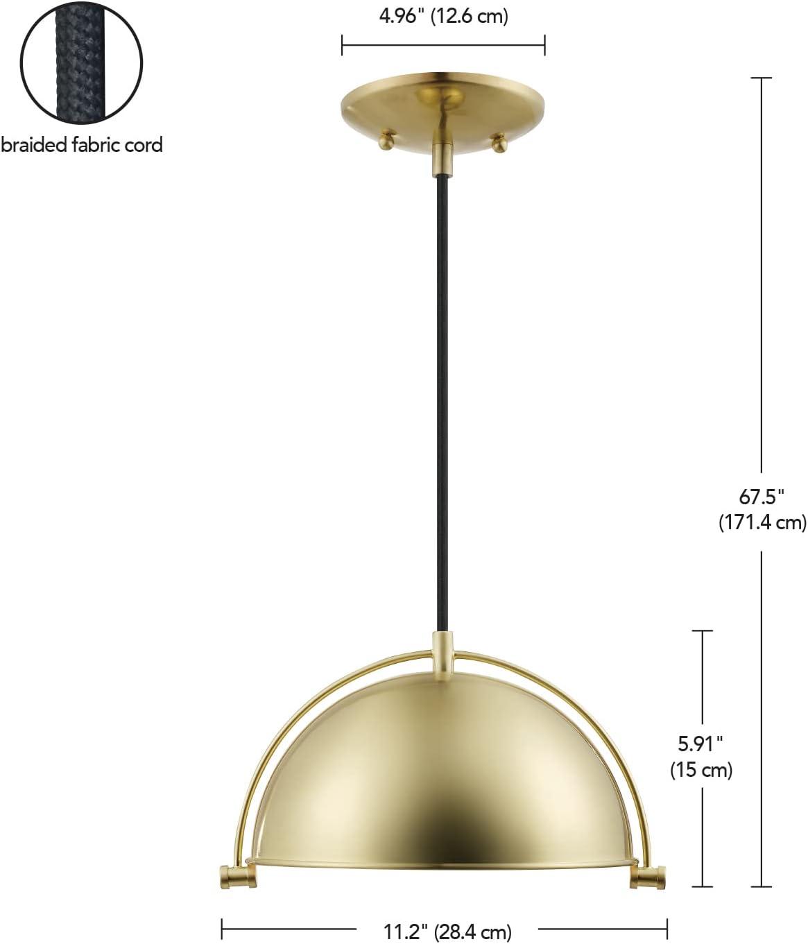 Dolores Matte Brass Glass Bowl Pendant Light with LED Bulb