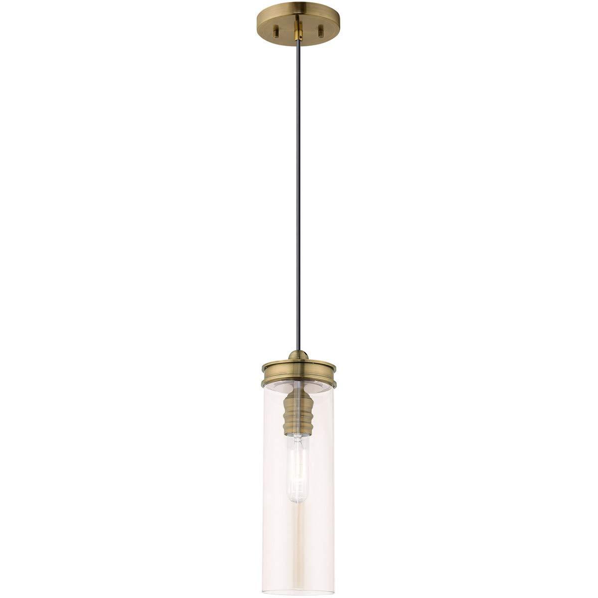 Livex Lighting Art Glass 1 - Light Pendant in Antique Brass