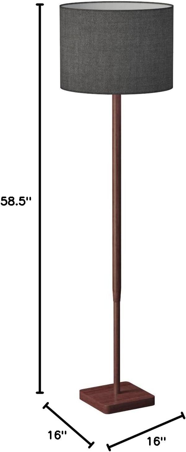 Ellis 58.5'' Walnut Wood Grain Floor Lamp with Textured Dark Gray Shade