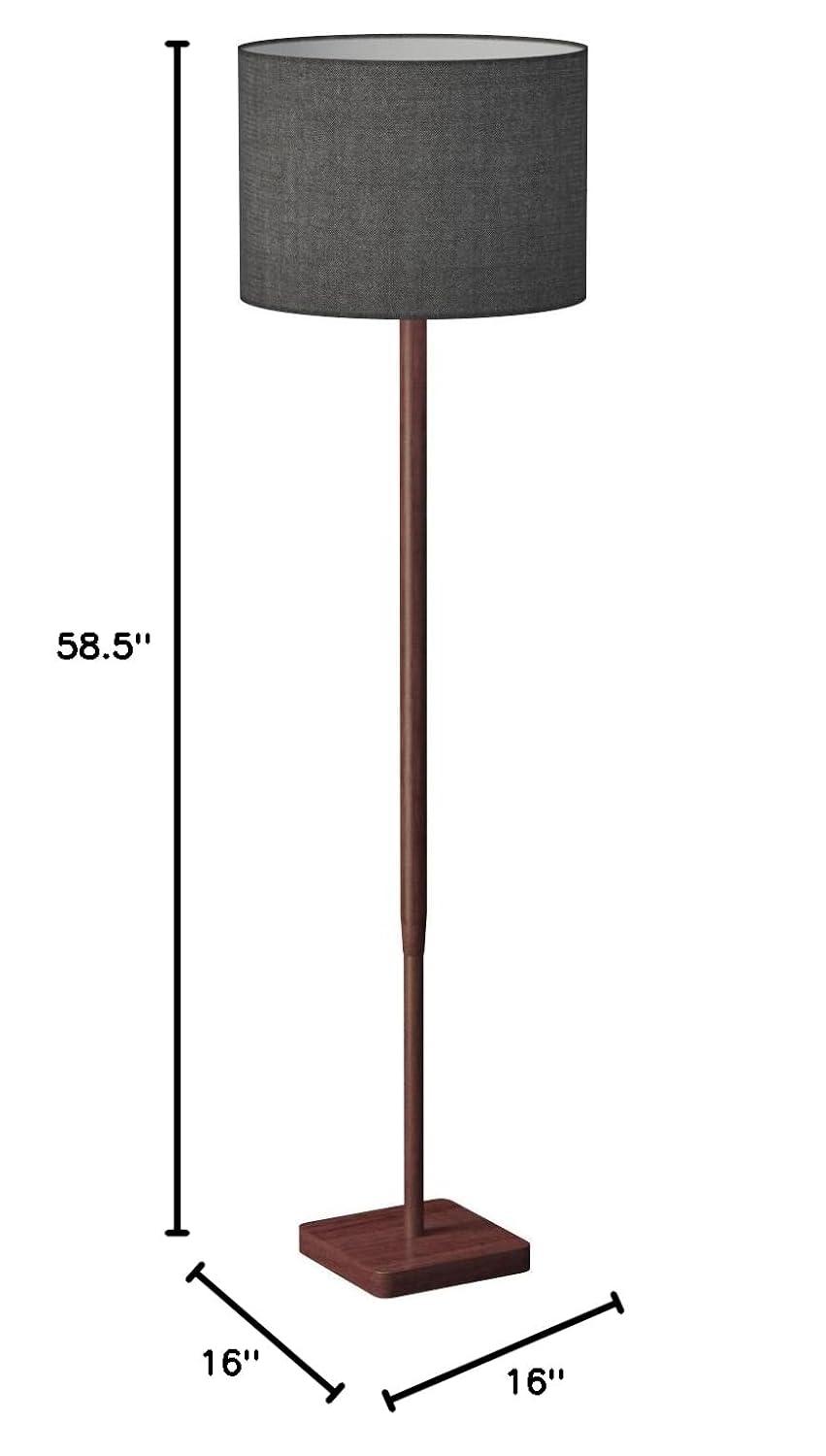 Adesso 58.5" 3-way Ellis Floor Lamp Brown: ETL Listed, Acrylic Shade, Turn Knob Switch