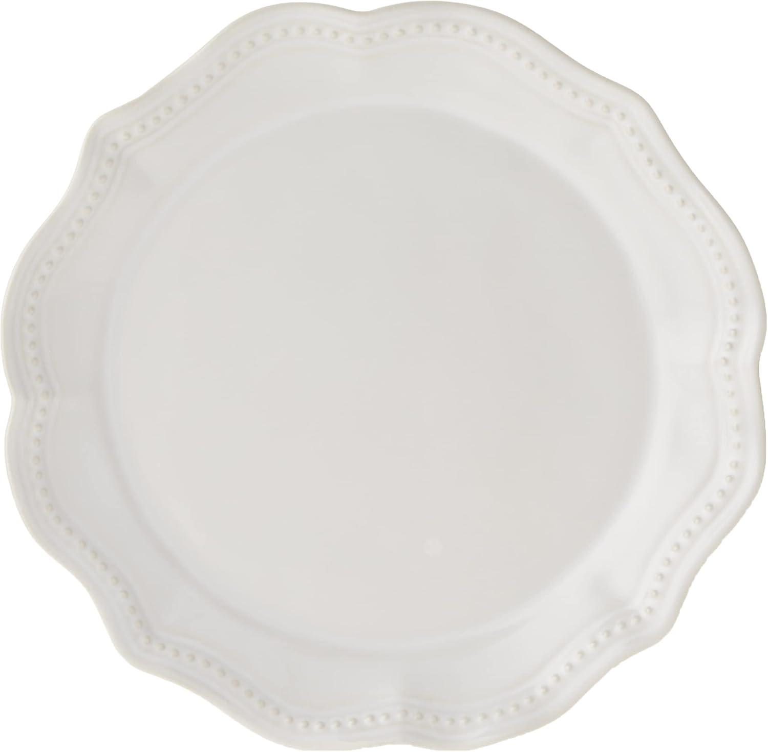 Alyse White Stoneware 4-Piece Place Setting with Scalloped Edges