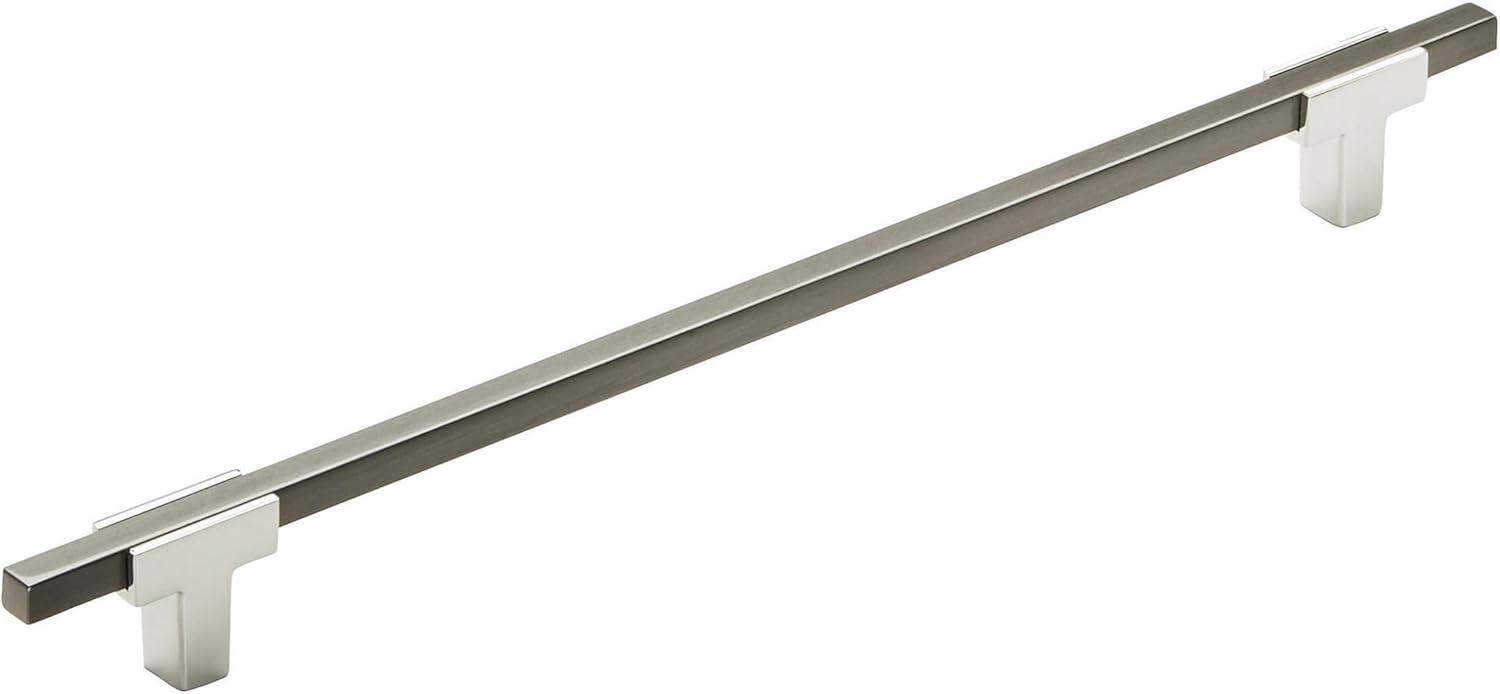 Amerock Urbanite 10-1/16 inch (256mm) Center-to-Center Polished Chrome/Black Chrome Cabinet Pull