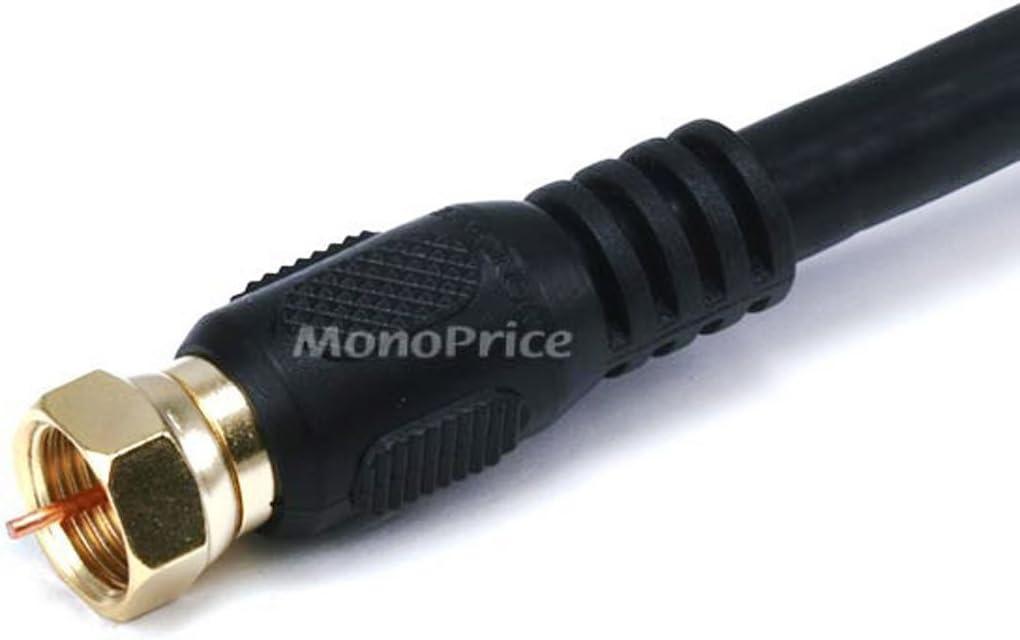 Monoprice Video Cable - 12 Feet - Black | RG6 Quad Shield CL2 Coaxial Cable with F Type Connector