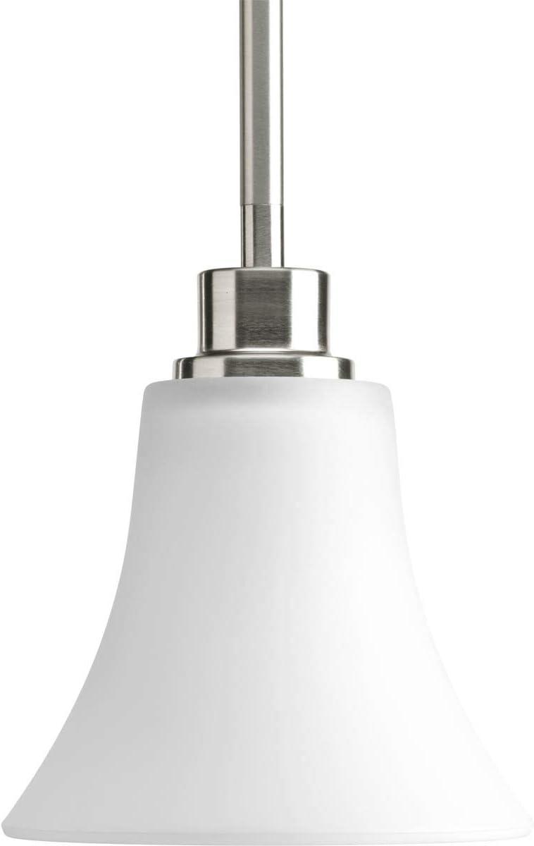Progress Lighting Joy 1-Light Mini-Pendant, Brushed Nickel, Fluted Glass