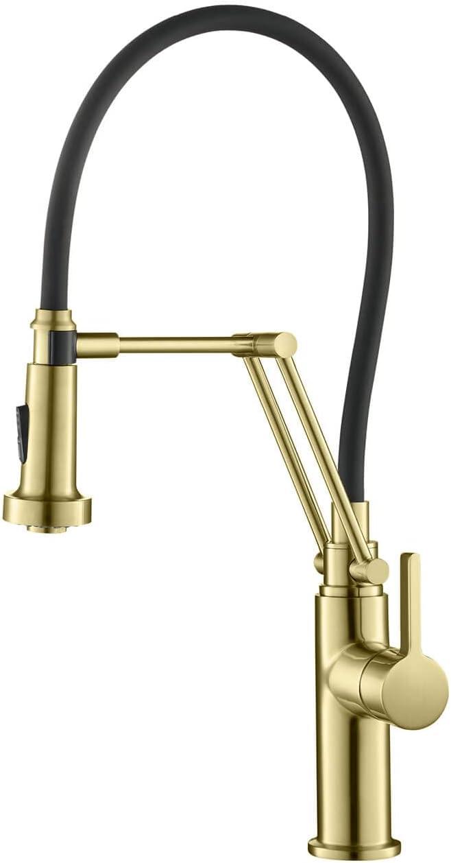 Brushed Gold Single Handle Pull Down Kitchen Faucet with Spray