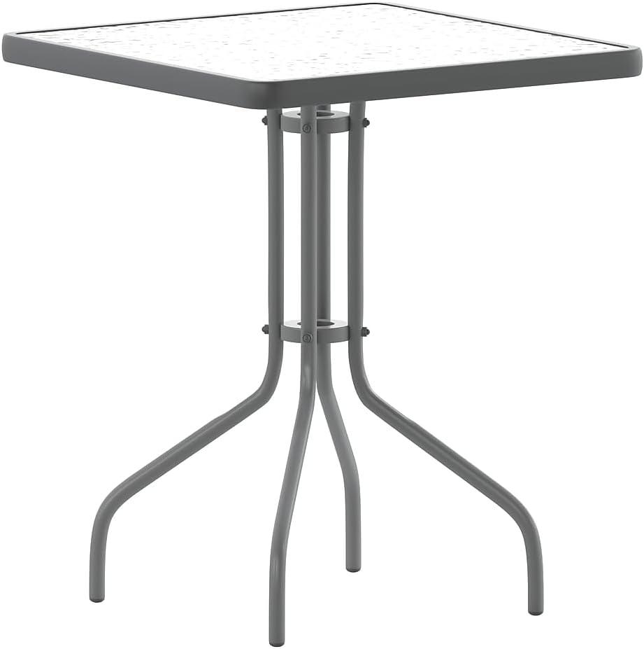 Flash Furniture Barker 23.5'' Square Tempered Glass Metal Table