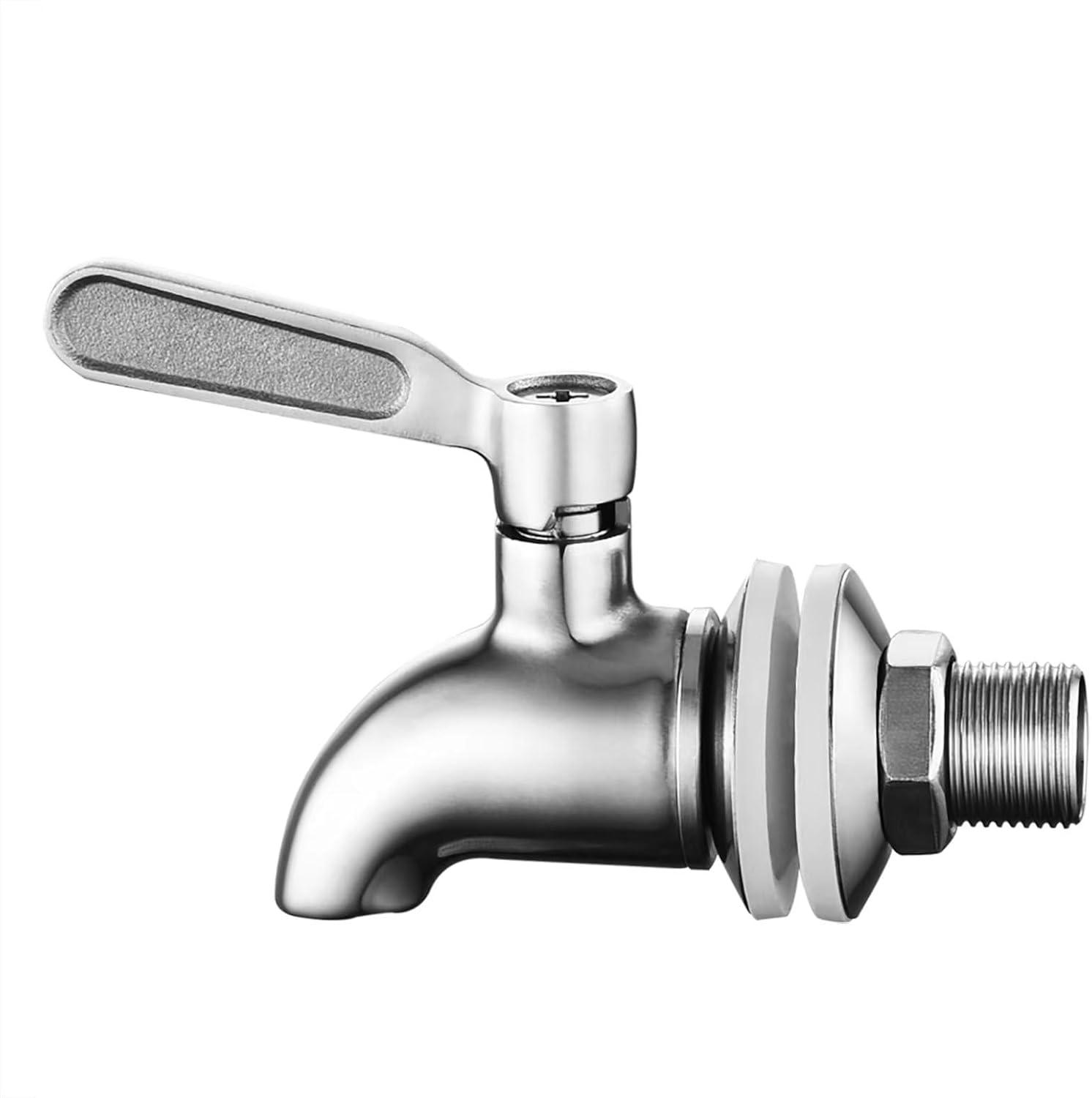Polished Stainless Steel Beverage Dispenser Replacement Spigot Set