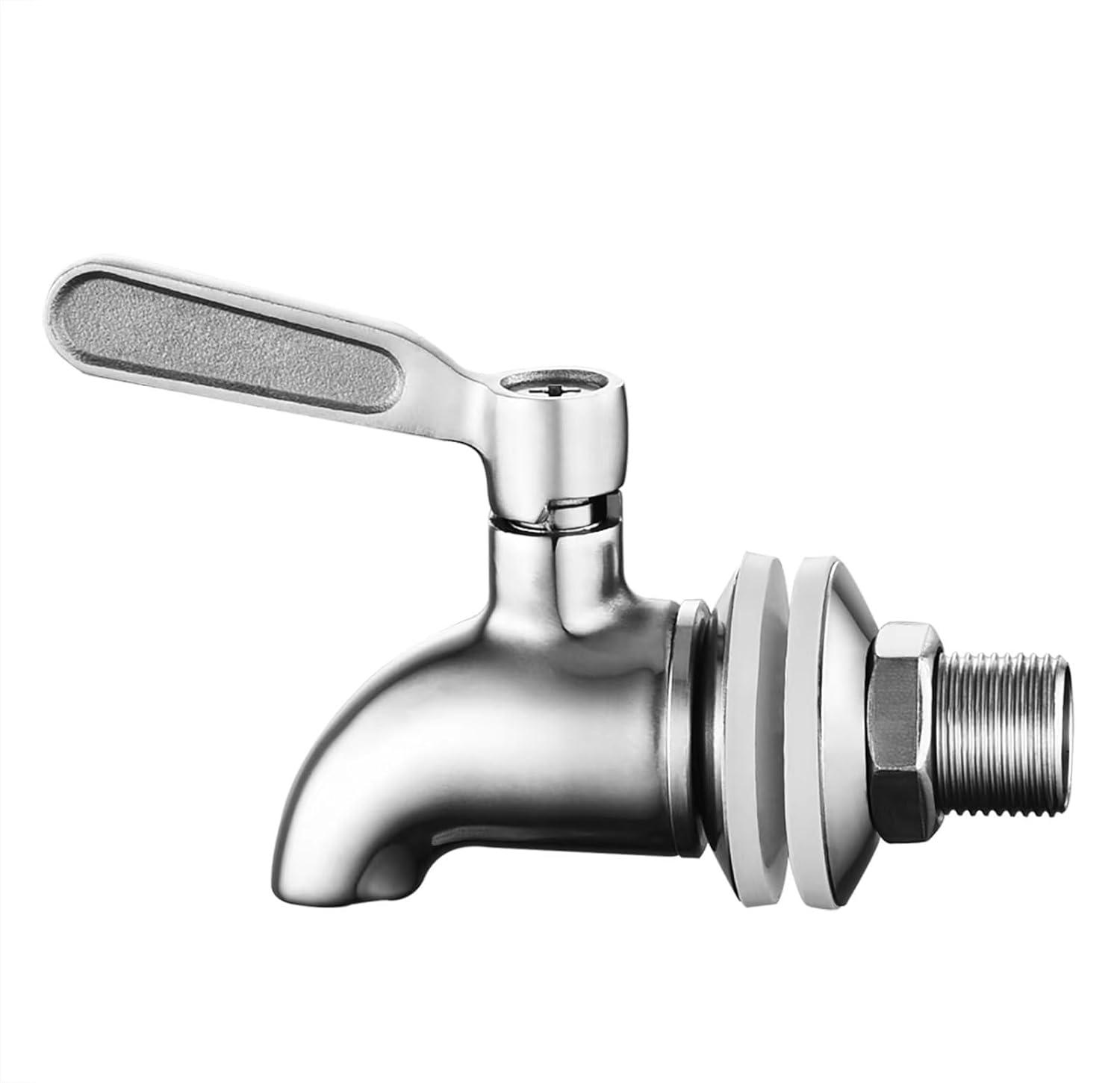 Polished Stainless Steel Beverage Dispenser Replacement Spigot Set