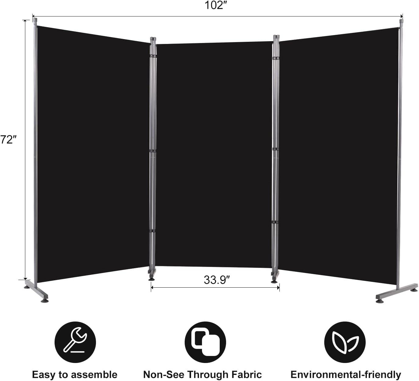 Ebern Designs Room Divider 6FT Folding Privacy Screens, 3 Panel Partition Room Dividers W/Freestanding Design, Portable Wall Divider For Room Separtation, Fabric Room Divider Panel Sceen For Home Office Bedroom