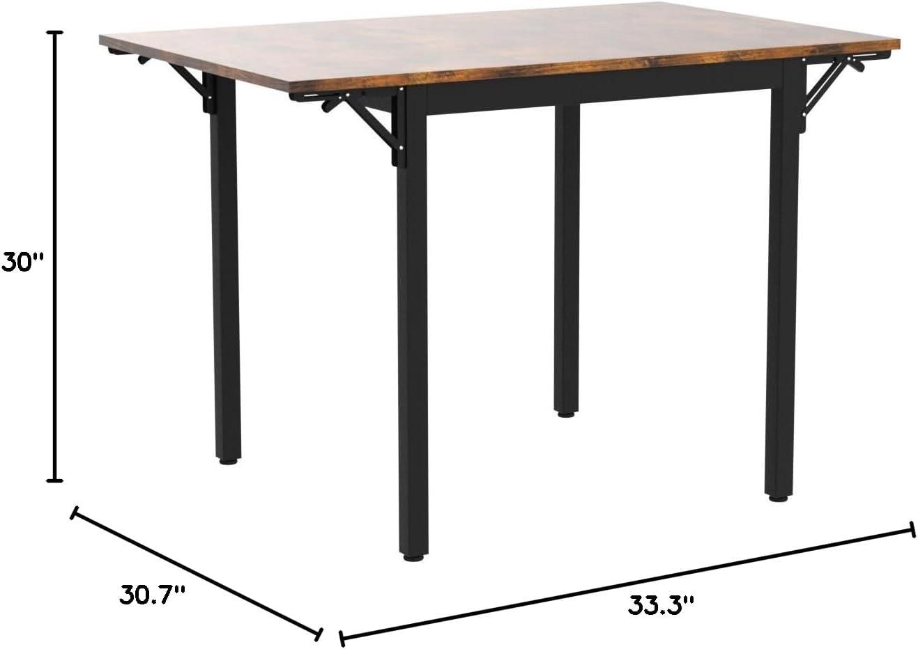 VASAGLE Brown Folding Drop Leaf Dining Table with Steel Legs