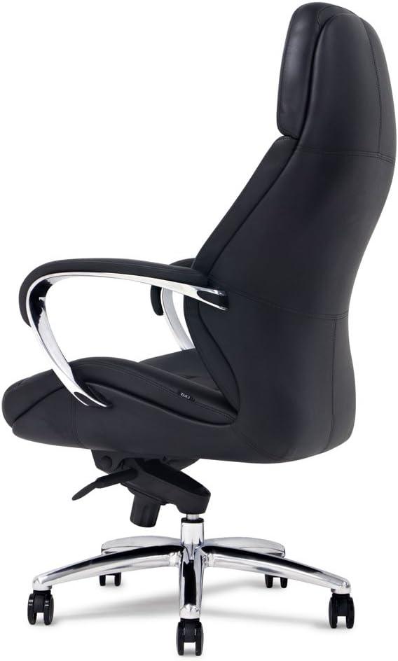 Zuri Furniture Gates Genuine Leather Aluminum Base High Back Executive Chair - White