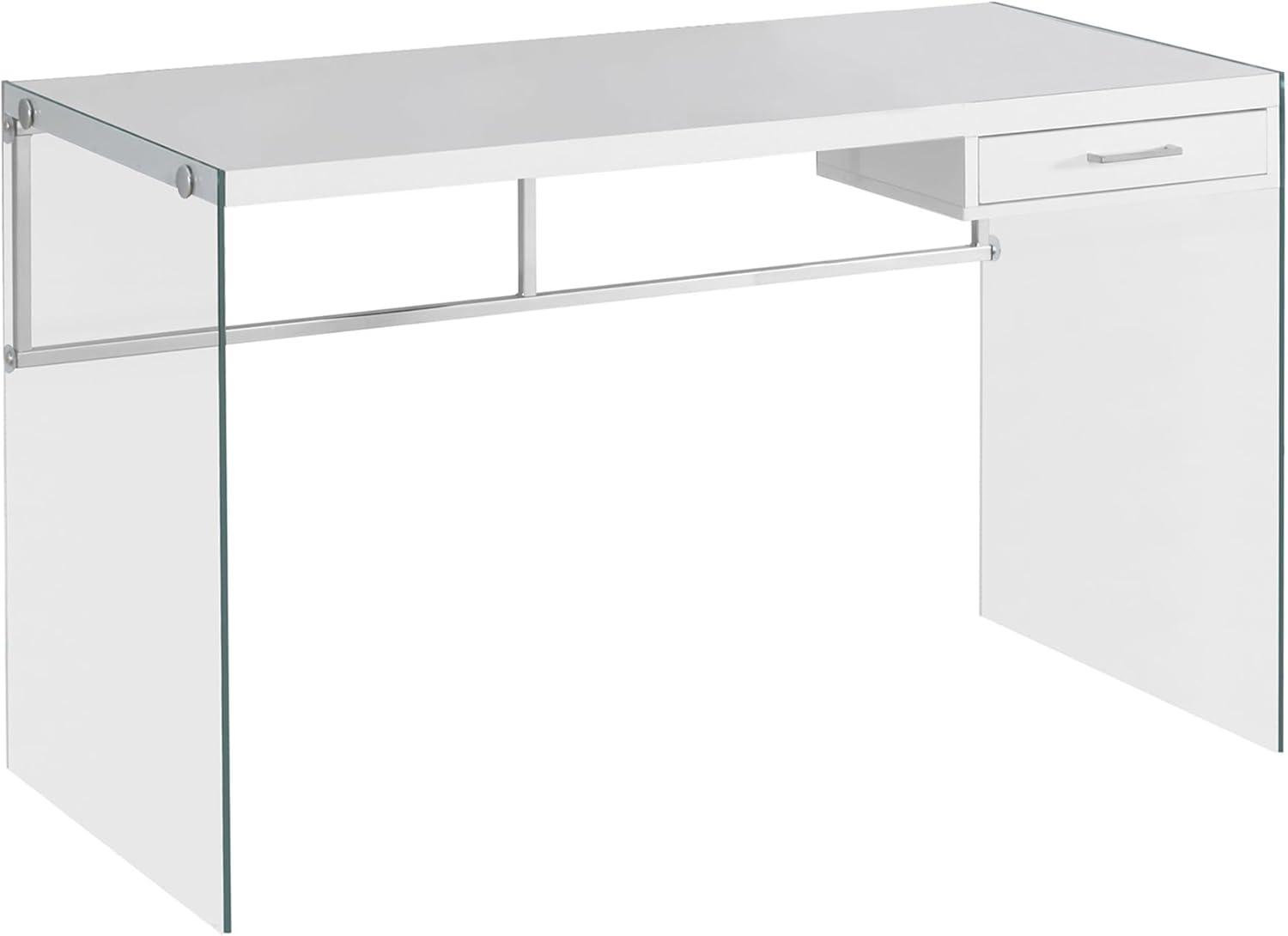 Monarch Specialties Computer Desk, Home Office, Laptop, 48"L, Work, Glossy White Laminate