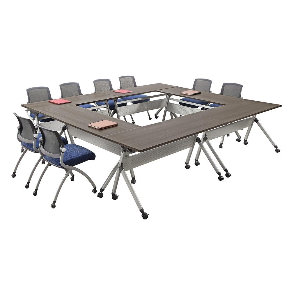 72" Warm Ash Laminate Flip Top Conference Table with Brushed Nickel Legs