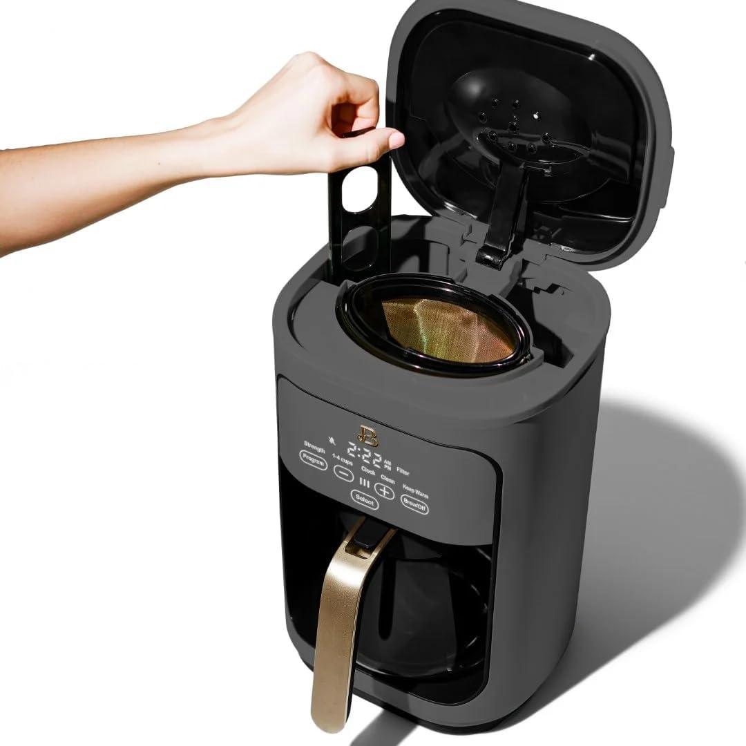 Beautiful 14-Cup Programmable Drip Coffee Maker with Touch-Activated Display, Oyster Grey by Drew Barrymore