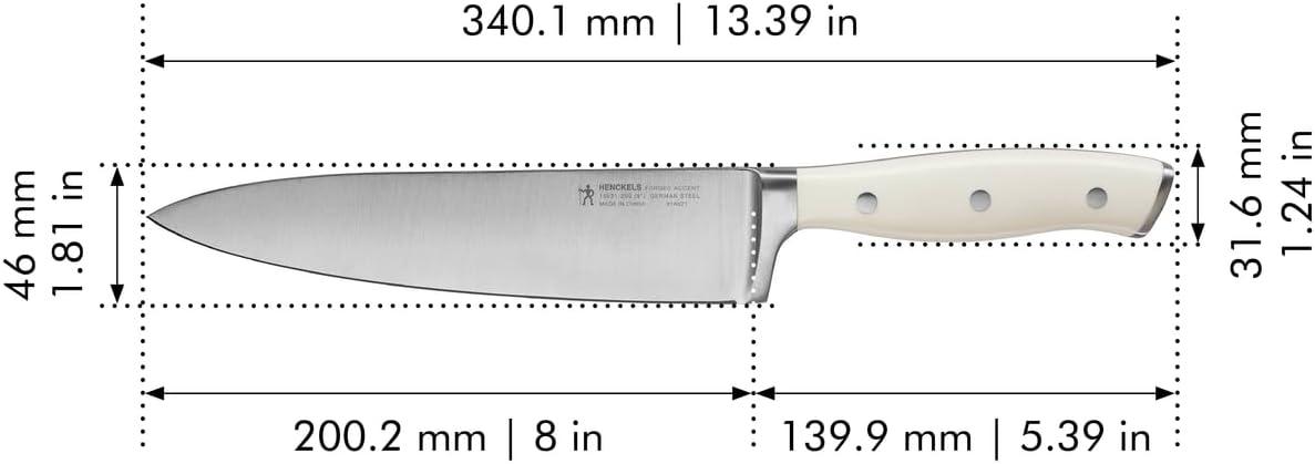 Henckels 8-inch White Handle Stainless Steel Chef's Knife