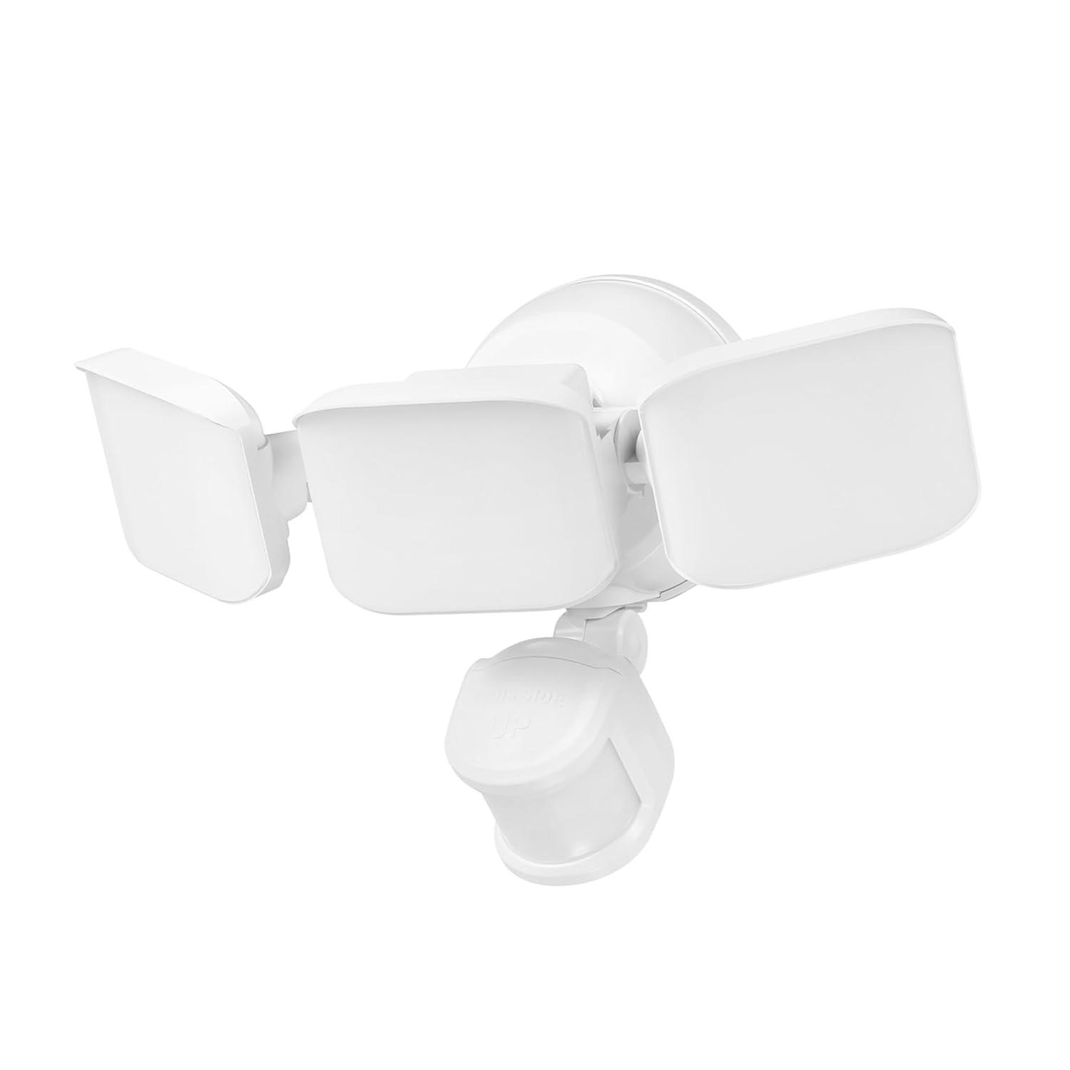 180° 15-Watt Equivalent Triple Head White 2200 LM Battery Operated Outdoor Integrated LED Flood Security Area Light