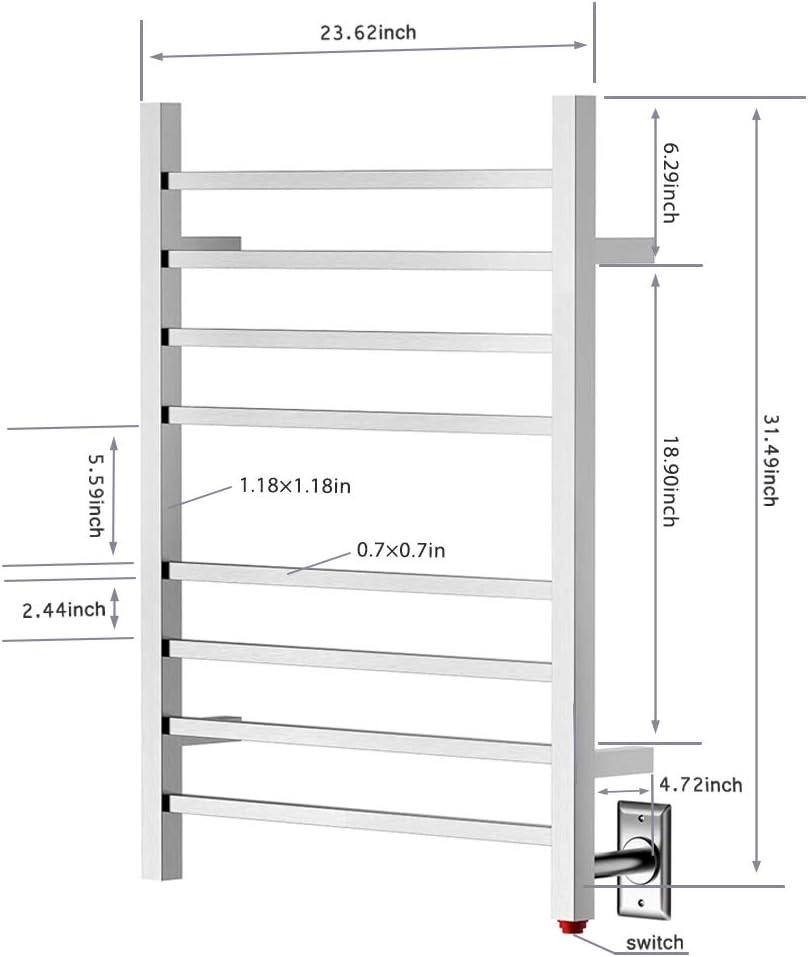 HEATGENE Towel Warmer, Heated Towel Warmer Rack, Wall-Mounted Hardwired/Plug-in Electric Towel Warmers for Bathroom, Hot Towel Rails - Brushed