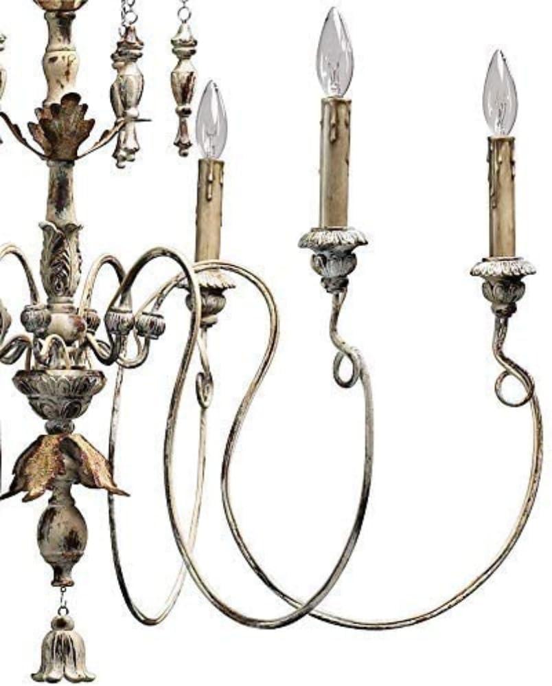 Persian White Traditional Leaf and Flower Six-Light Chandelier